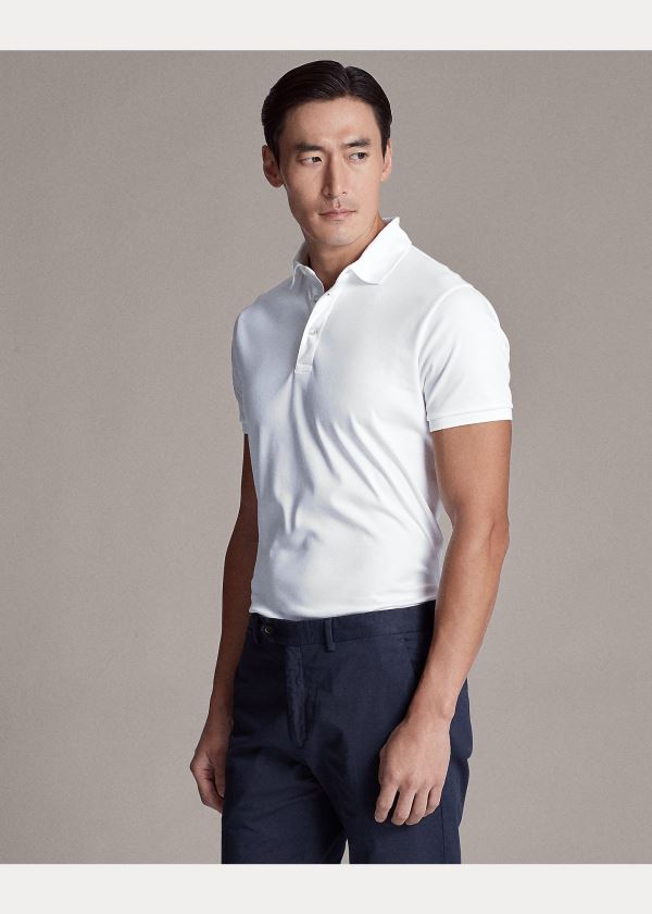 Ralph Lauren Custom Slim Fit Interlock Polo Bílé | WRPmcLp9