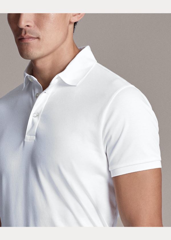 Ralph Lauren Custom Slim Fit Interlock Polo Bílé | WRPmcLp9