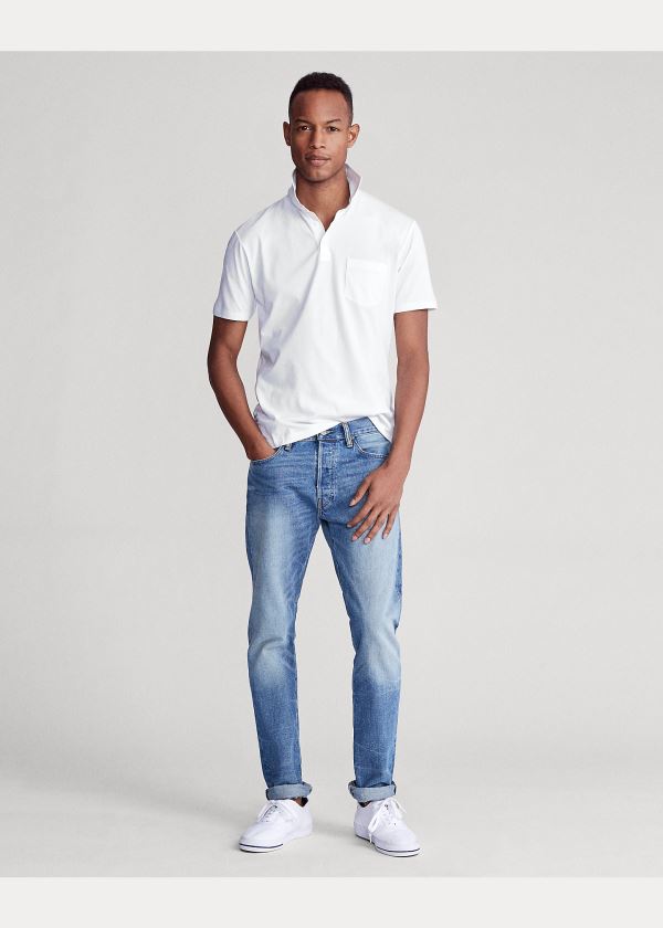 Ralph Lauren Custom Slim Fit Jersey Polo Bílé | MjVJ0a9d