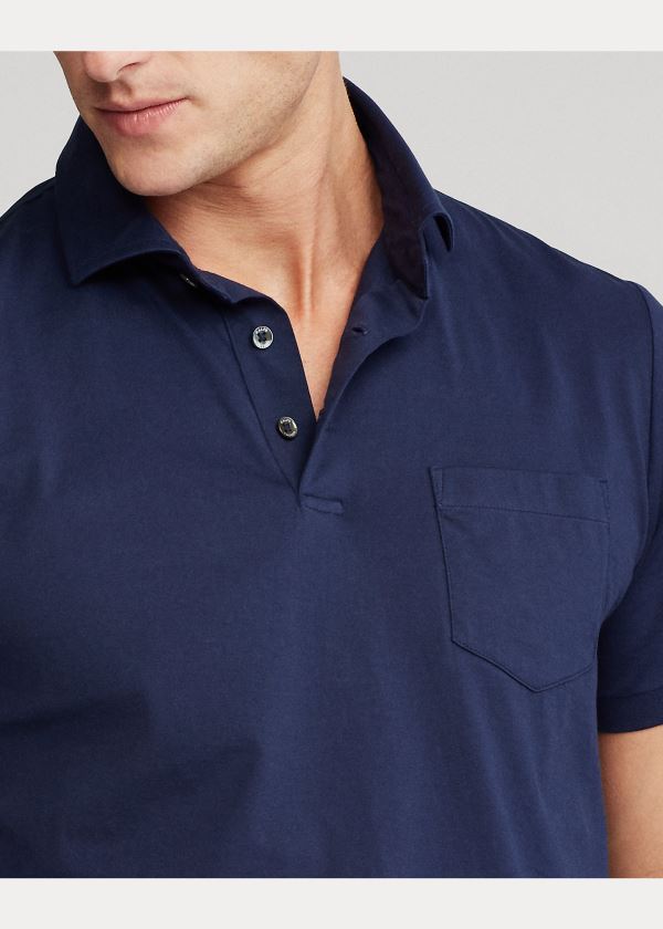 Ralph Lauren Custom Slim Fit Jersey Polo Tmavě Blankyt | gobkqxmH