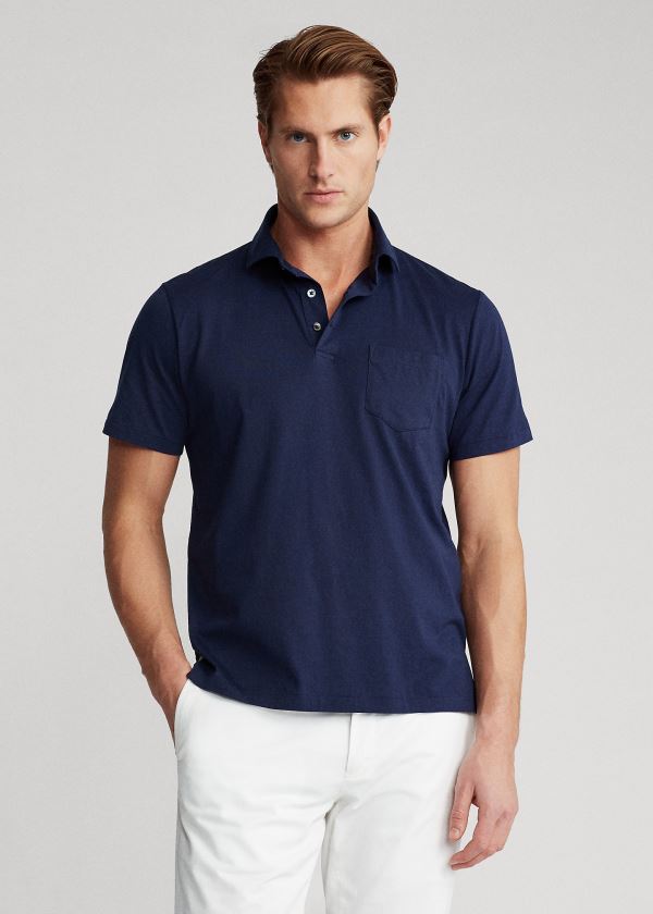 Ralph Lauren Custom Slim Fit Jersey Polo Tmavě Blankyt | gobkqxmH