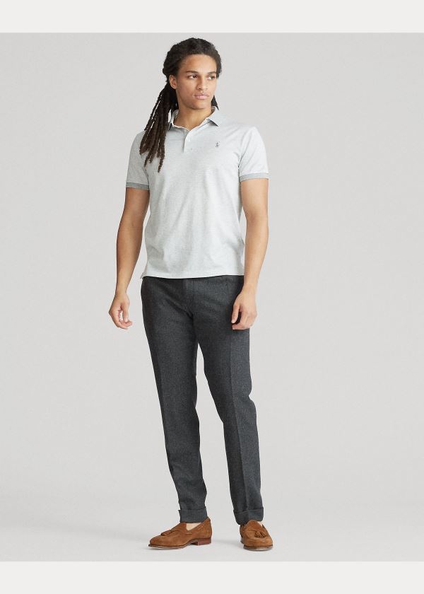 Ralph Lauren Custom Slim Fit Jersey Polo Šedé Bílé | xmyh8BoV
