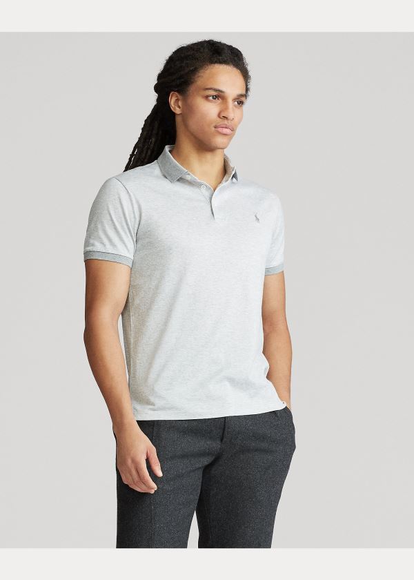 Ralph Lauren Custom Slim Fit Jersey Polo Šedé Bílé | xmyh8BoV