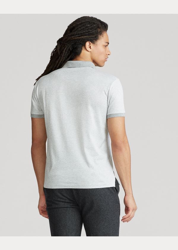 Ralph Lauren Custom Slim Fit Jersey Polo Šedé Bílé | xmyh8BoV