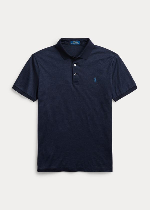 Ralph Lauren Custom Slim Fit Jersey Polo Tmavě Blankyt | yQO0Xvhb