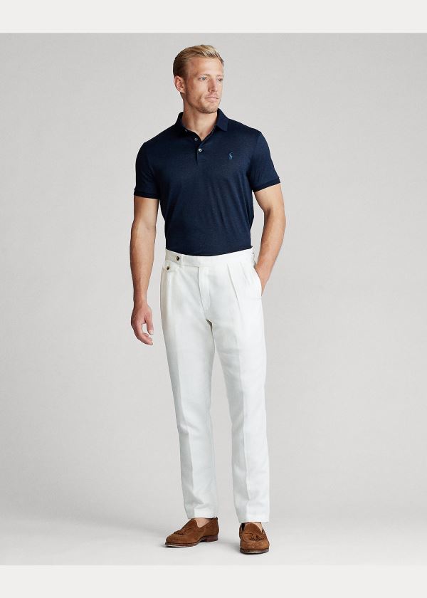 Ralph Lauren Custom Slim Fit Jersey Polo Tmavě Blankyt | yQO0Xvhb