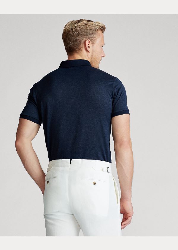 Ralph Lauren Custom Slim Fit Jersey Polo Tmavě Blankyt | yQO0Xvhb