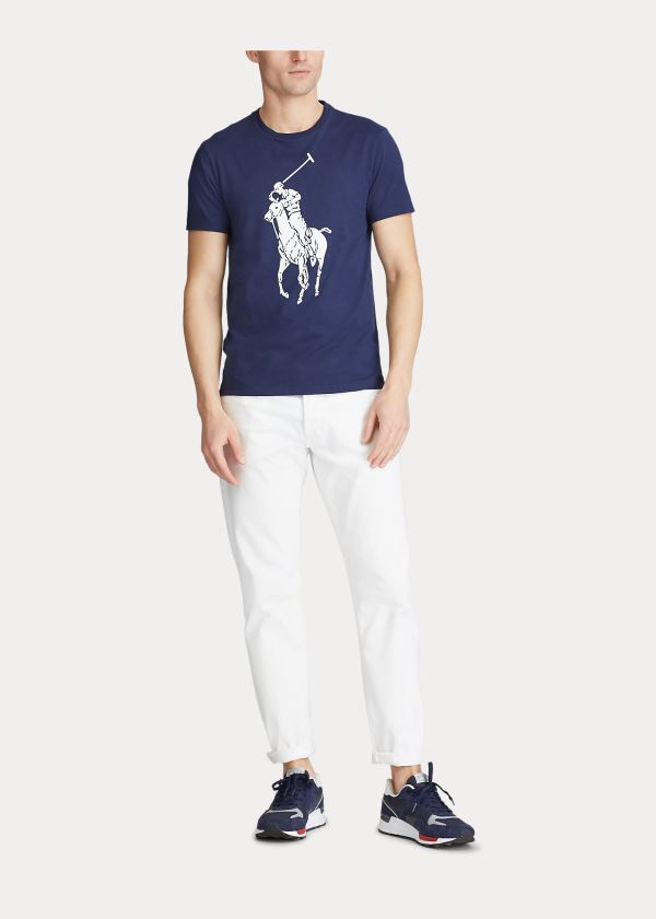 Ralph Lauren Custom Slim Fit Jersey T-Shirt Tmavě Blankyt | hWVHuEuj