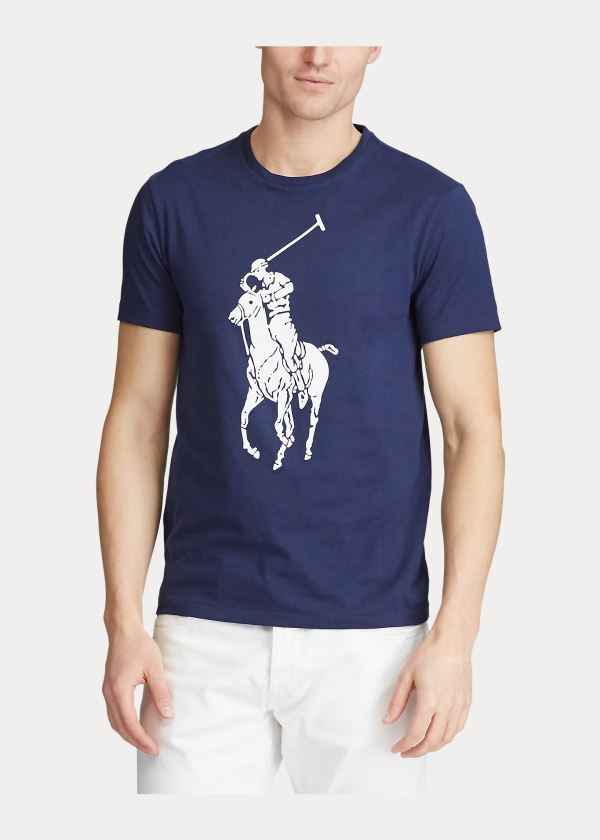 Ralph Lauren Custom Slim Fit Jersey T-Shirt Tmavě Blankyt | hWVHuEuj