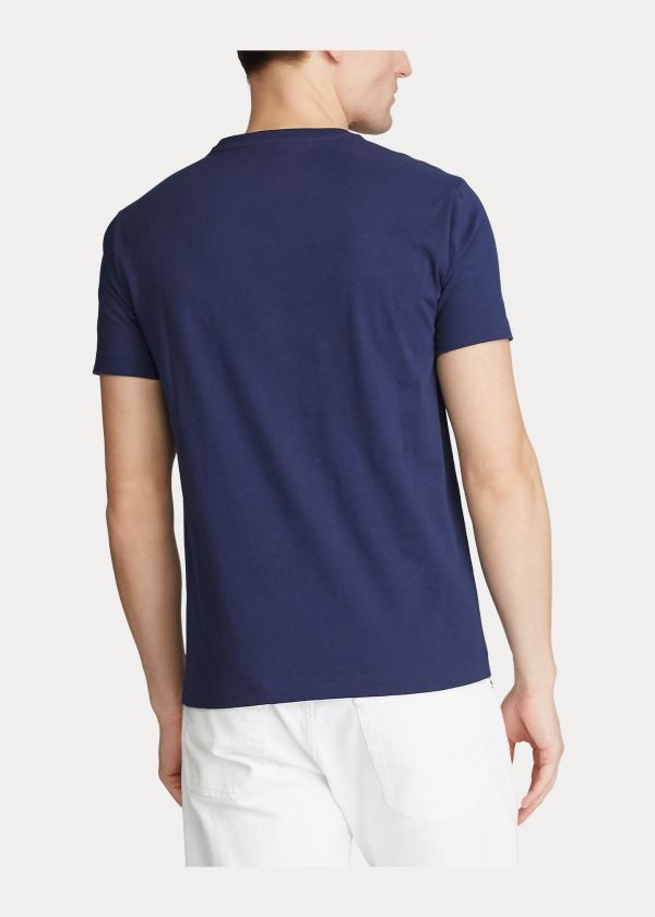 Ralph Lauren Custom Slim Fit Jersey T-Shirt Tmavě Blankyt | hWVHuEuj