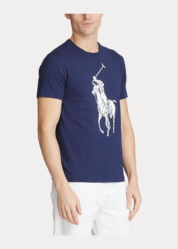 Ralph Lauren Custom Slim Fit Jersey T-Shirt Tmavě Blankyt | hWVHuEuj