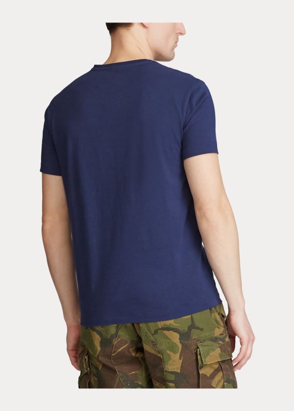 Ralph Lauren Custom Slim Fit Logo T-Shirt Tmavě Blankyt | UC1nrrre