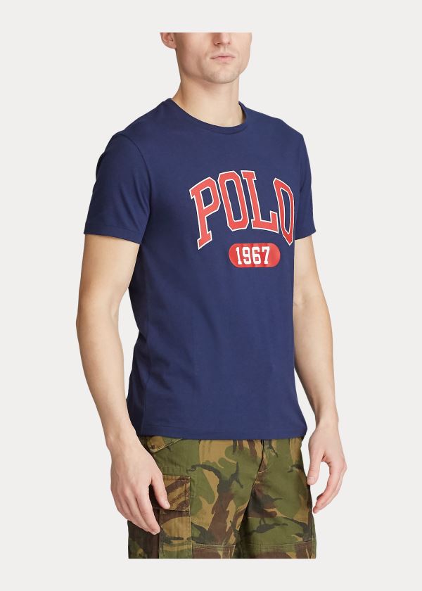 Ralph Lauren Custom Slim Fit Logo T-Shirt Tmavě Blankyt | UC1nrrre