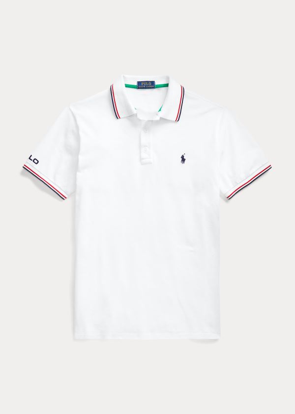 Ralph Lauren Custom Slim Fit Mesh Polo Bílé | ePqXWYQo