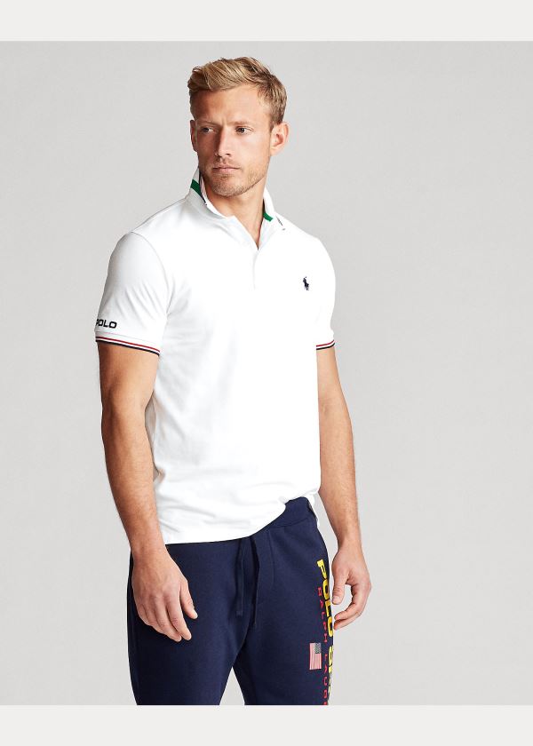 Ralph Lauren Custom Slim Fit Mesh Polo Bílé | ePqXWYQo