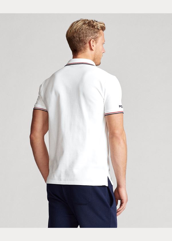 Ralph Lauren Custom Slim Fit Mesh Polo Bílé | ePqXWYQo
