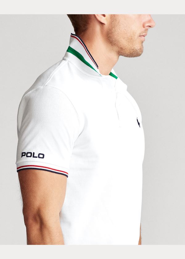 Ralph Lauren Custom Slim Fit Mesh Polo Bílé | ePqXWYQo