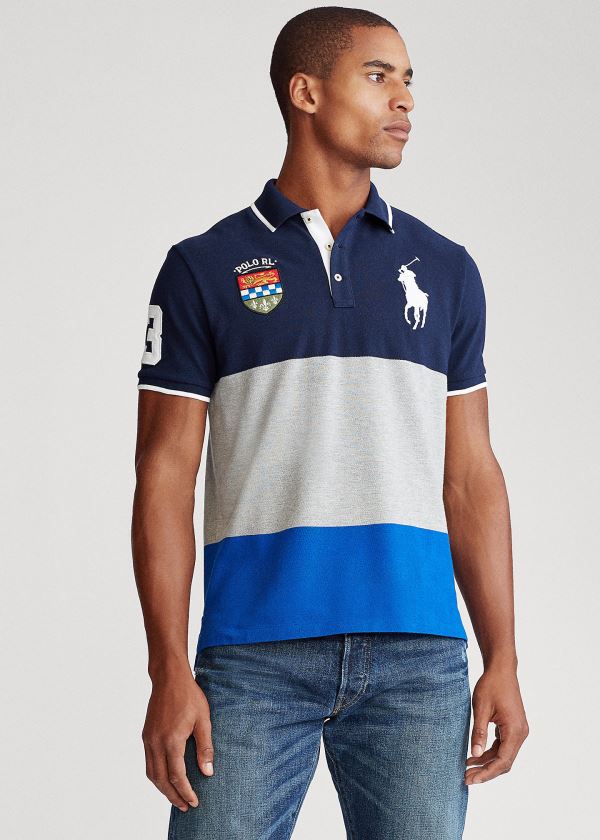 Ralph Lauren Custom Slim Fit Mesh Polo Tmavě Blankyt Viacfarebný | 2t6uz7rn