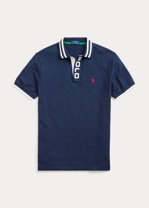 Ralph Lauren Custom Slim Fit Mesh Polo Tmavě Blankyt | 9urVr6Pg
