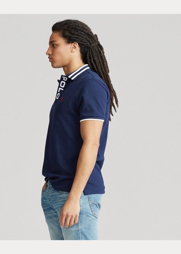Ralph Lauren Custom Slim Fit Mesh Polo Tmavě Blankyt | 9urVr6Pg