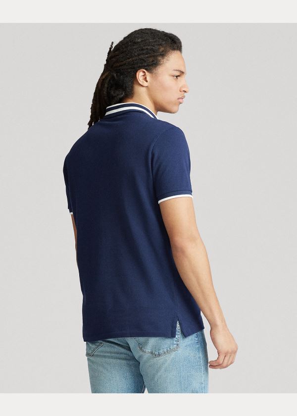 Ralph Lauren Custom Slim Fit Mesh Polo Tmavě Blankyt | 9urVr6Pg