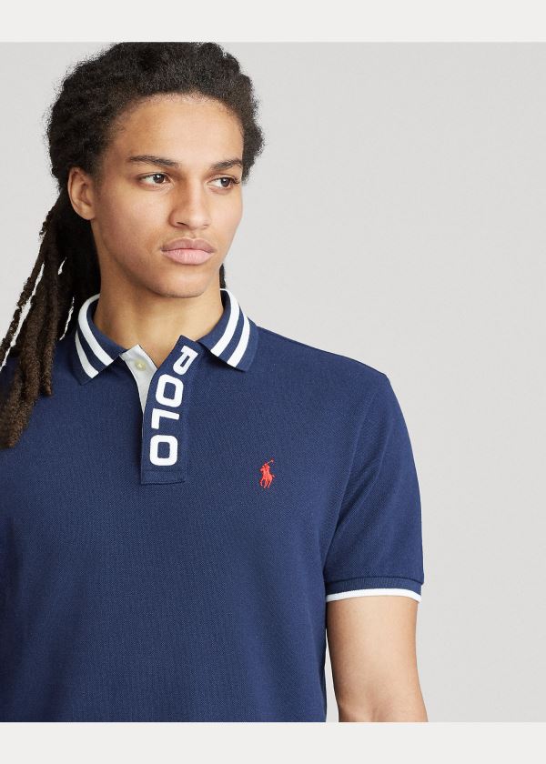 Ralph Lauren Custom Slim Fit Mesh Polo Tmavě Blankyt | 9urVr6Pg