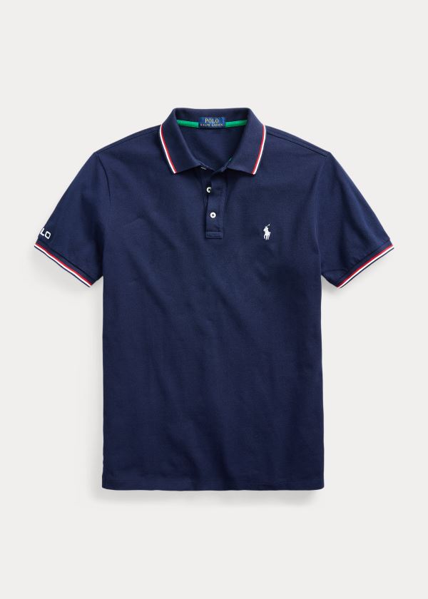 Ralph Lauren Custom Slim Fit Mesh Polo Tmavě Blankyt | Prth5QbD