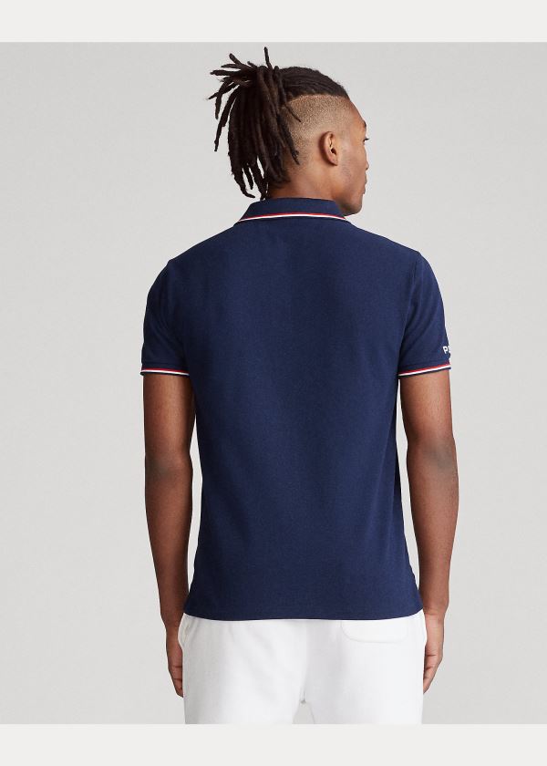 Ralph Lauren Custom Slim Fit Mesh Polo Tmavě Blankyt | Prth5QbD
