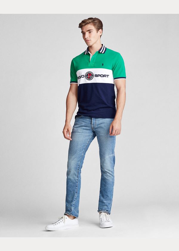 Ralph Lauren Custom Slim Fit Mesh Polo Zelene Viacfarebný | SRhIIZob