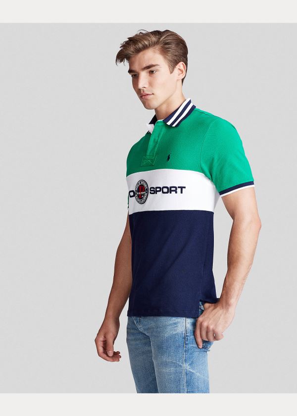 Ralph Lauren Custom Slim Fit Mesh Polo Zelene Viacfarebný | SRhIIZob