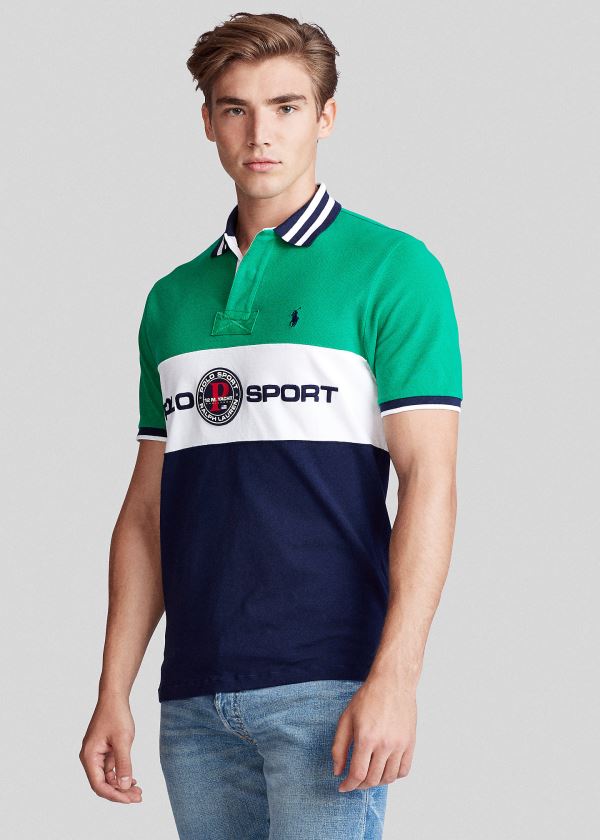 Ralph Lauren Custom Slim Fit Mesh Polo Zelene Viacfarebný | SRhIIZob
