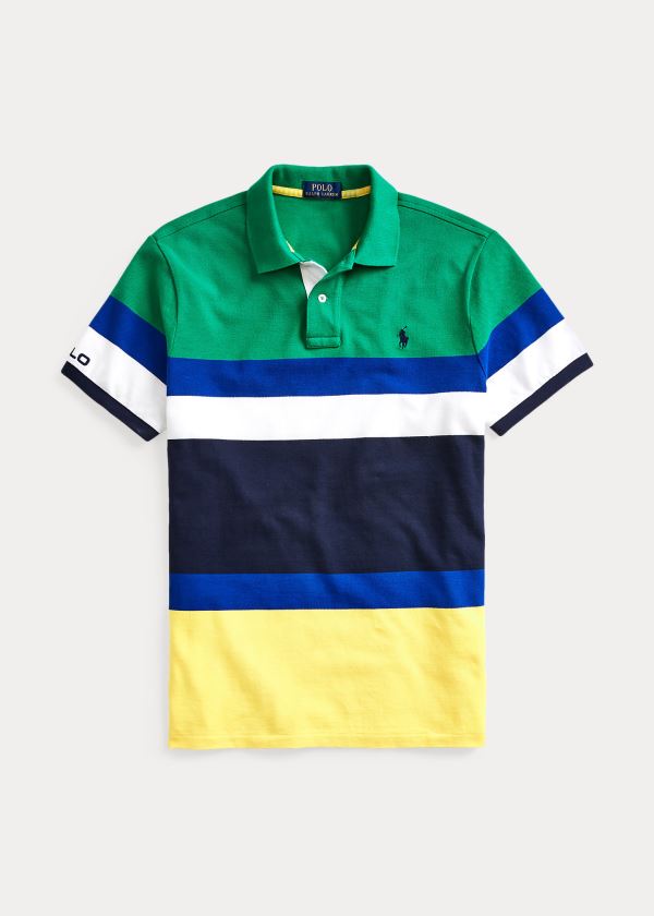 Ralph Lauren Custom Slim Fit Mesh Polo Zelene Viacfarebný | YImtwqKW