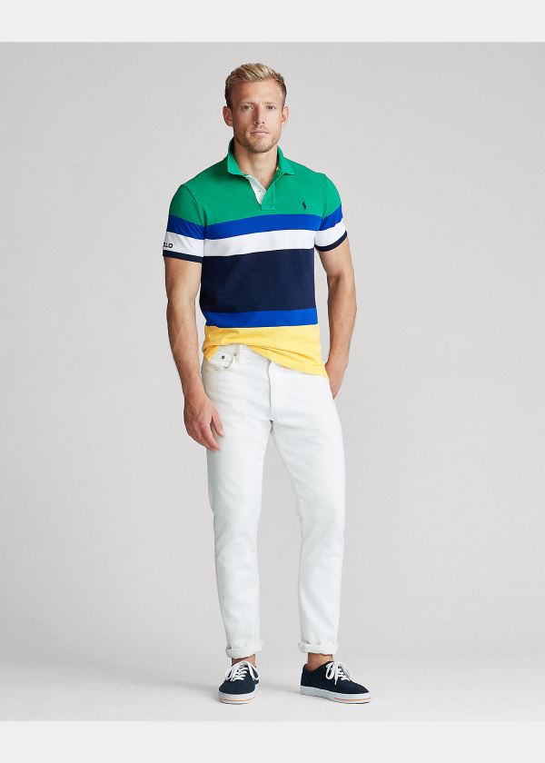 Ralph Lauren Custom Slim Fit Mesh Polo Zelene Viacfarebný | YImtwqKW