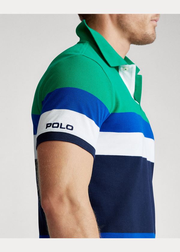 Ralph Lauren Custom Slim Fit Mesh Polo Zelene Viacfarebný | YImtwqKW