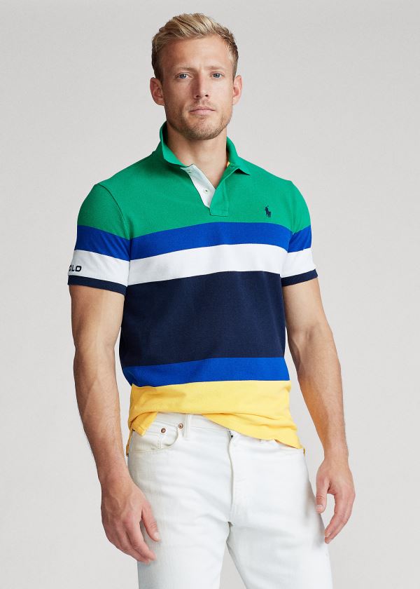 Ralph Lauren Custom Slim Fit Mesh Polo Zelene Viacfarebný | YImtwqKW