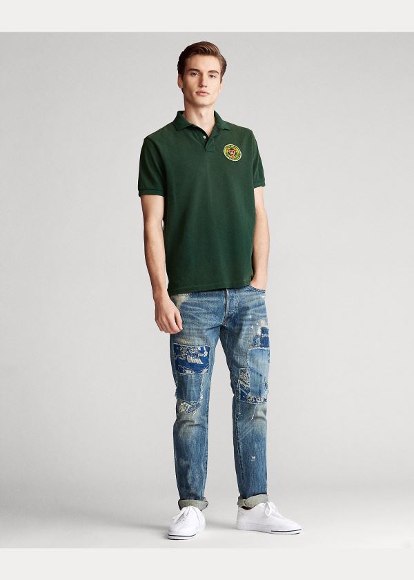 Ralph Lauren Custom Slim Fit Mesh Polo Zelene | lAQEausi