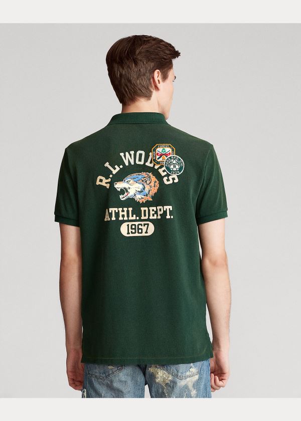 Ralph Lauren Custom Slim Fit Mesh Polo Zelene | lAQEausi