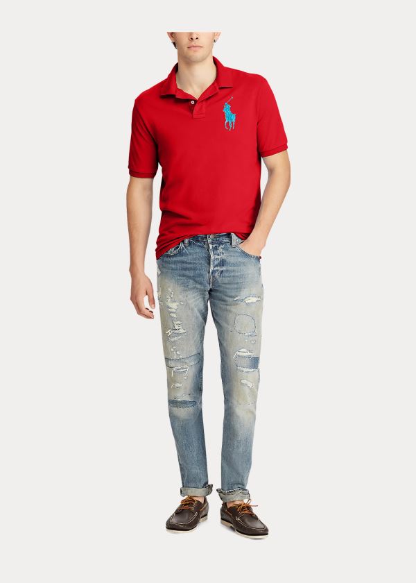 Ralph Lauren Custom Slim Fit Mesh Polo Červené | hrb5EUsJ