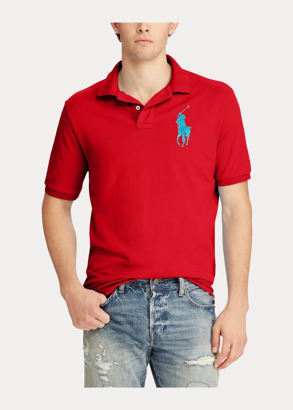 Ralph Lauren Custom Slim Fit Mesh Polo Červené | hrb5EUsJ