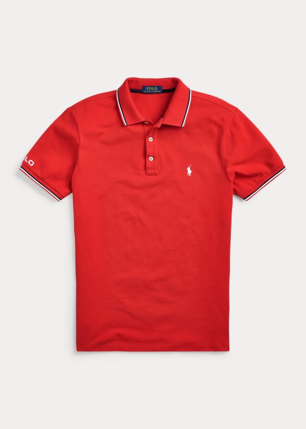 Ralph Lauren Custom Slim Fit Mesh Polo Červené | tynbe7jI
