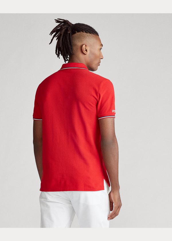 Ralph Lauren Custom Slim Fit Mesh Polo Červené | tynbe7jI
