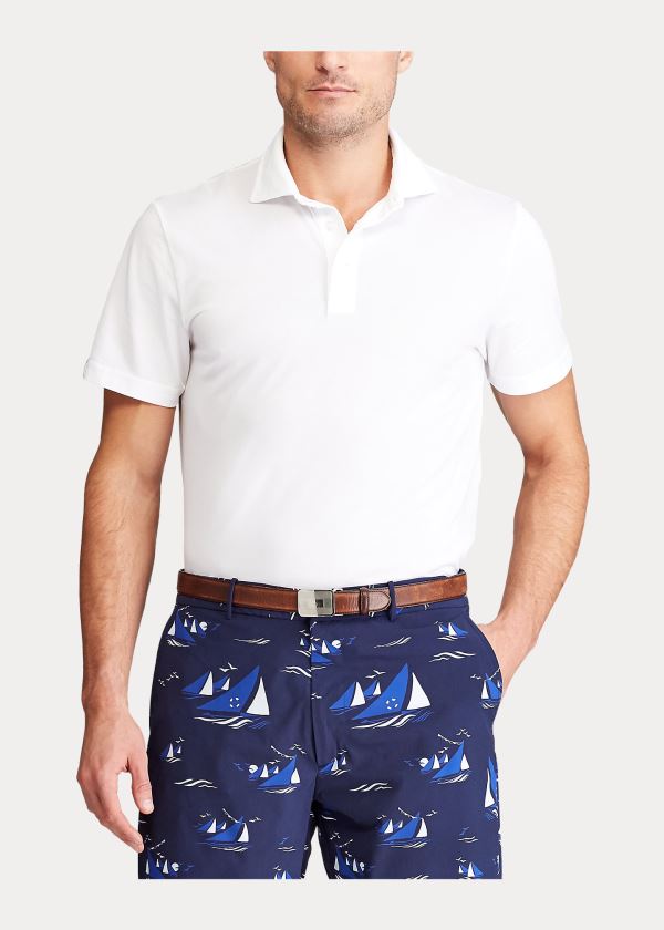 Ralph Lauren Custom Slim Fit Performance Polo Shirt Bílé | ir1BpyNt