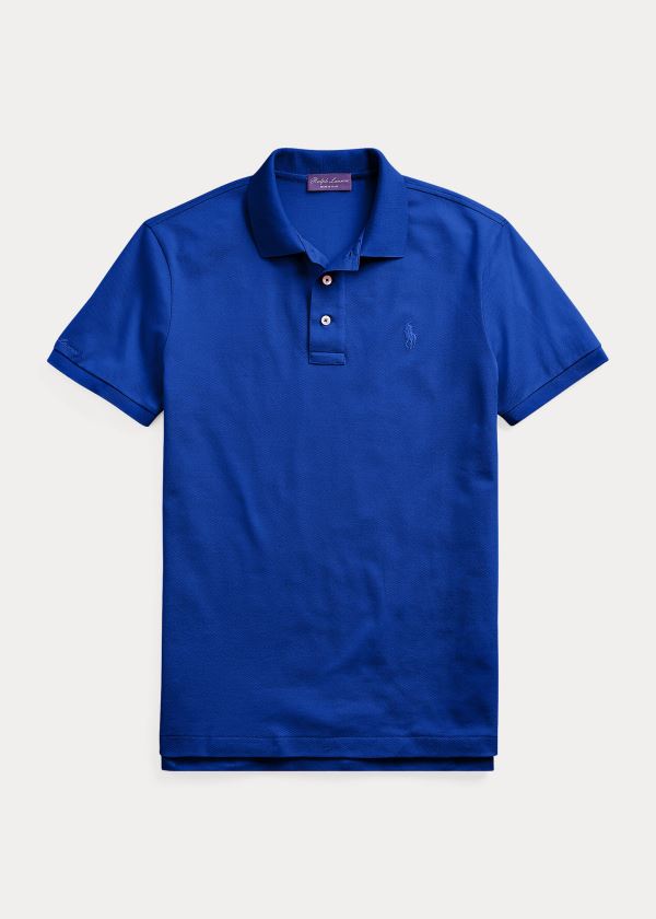 Ralph Lauren Custom Slim Fit Piqué Polo Královská Modrá Blankyt | gga1cuN8