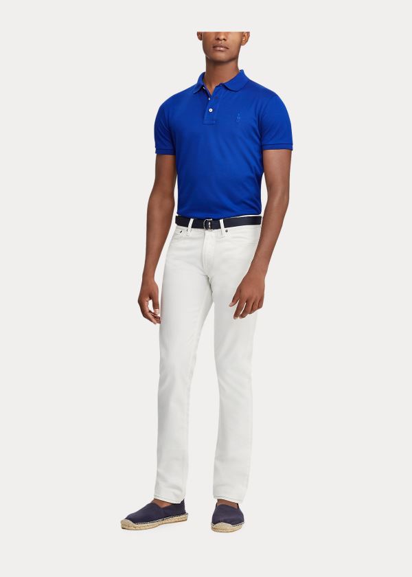 Ralph Lauren Custom Slim Fit Piqué Polo Královská Modrá Blankyt | gga1cuN8
