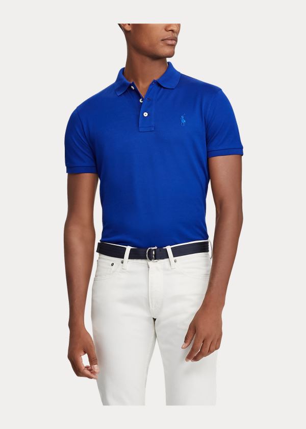 Ralph Lauren Custom Slim Fit Piqué Polo Královská Modrá Blankyt | gga1cuN8
