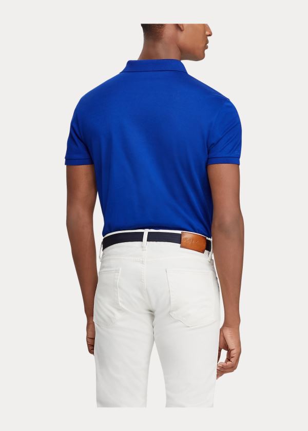 Ralph Lauren Custom Slim Fit Piqué Polo Královská Modrá Blankyt | gga1cuN8