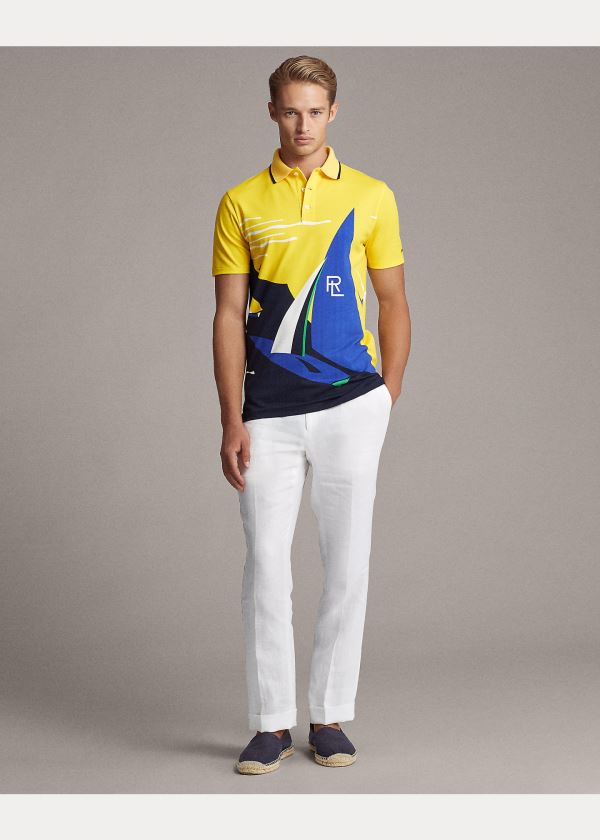 Ralph Lauren Custom Slim Fit Piqué Polo Světle Žluté Viacfarebný | qekYPOoz