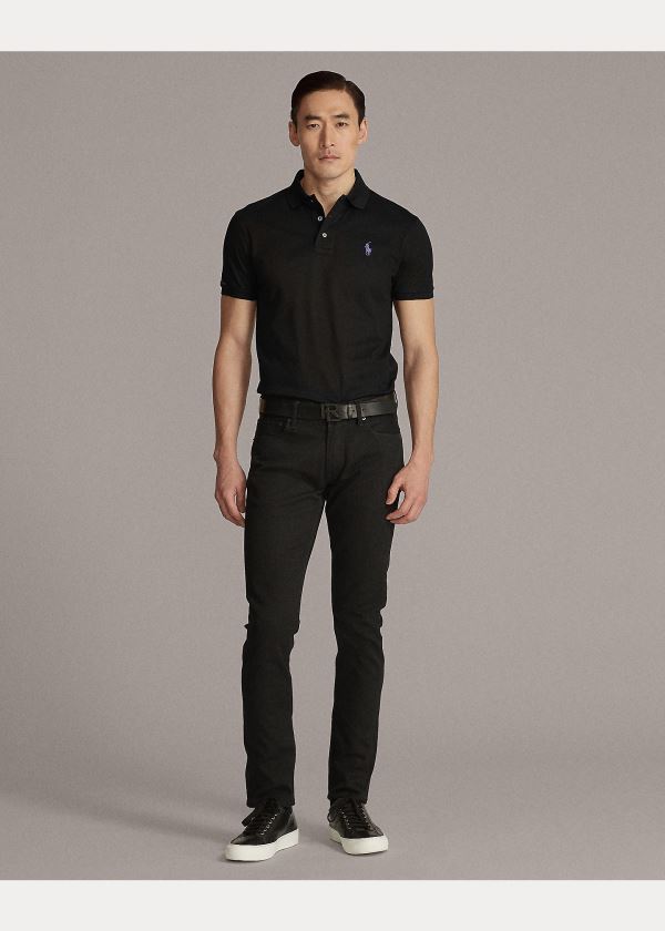 Ralph Lauren Custom Slim Fit Piqué Polo Černé | wgGyhA7m