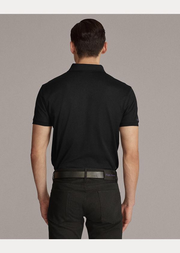 Ralph Lauren Custom Slim Fit Piqué Polo Černé | wgGyhA7m