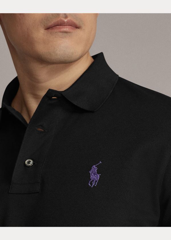Ralph Lauren Custom Slim Fit Piqué Polo Černé | wgGyhA7m